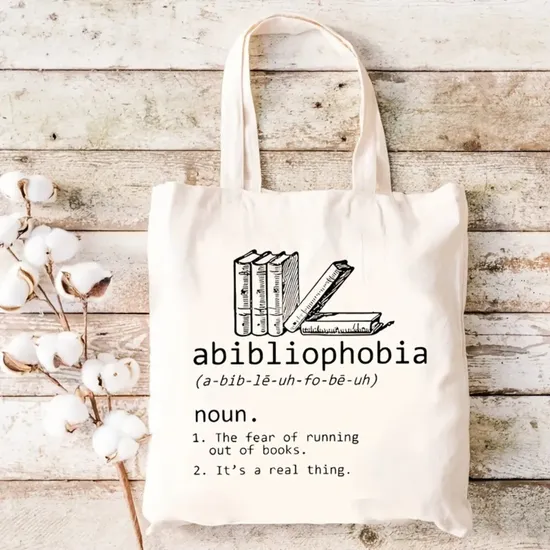 Book Lover Print Fashion Canvas Tote Bag For Library Shopping Reading Gifts