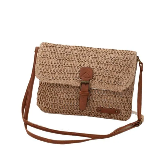 Chic Handmade Straw Messenger Bag Colorful Straw Lady Handbag For Everyday Essentials